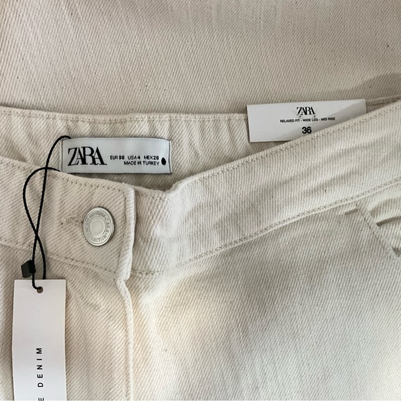 NWT Zara The Alma Wide Leg Denim in Ecru - Picture 10 of 14